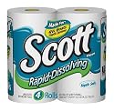 Scott Rapid-Dissolving Bathroom Tissue, 1-Ply, Unscented, Case Pack, Five - 4 Roll Packs, 800 Sheets Each (20 Rolls)