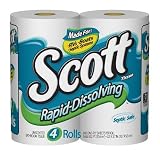Scott Rapid-Dissolving Bathroom Tissue, 1-Ply, Unscented, Case Pack, Five - 4 Roll Packs, 800 Sheets Each (20 Rolls)
