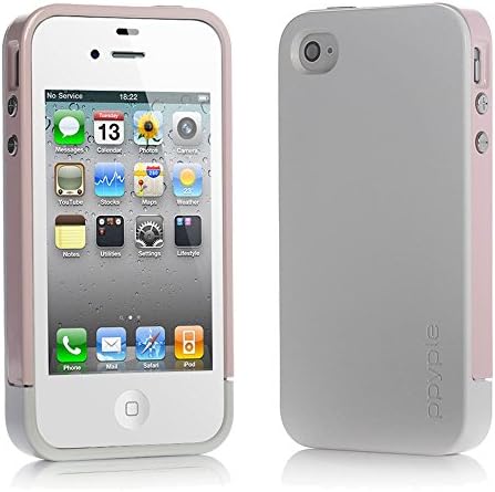 PPYPLE Active Hybrid High Impact Defender Shock Resistance Case Back Cover for Apple iPhone 4S 4 with Screen Protector (Pink/White)