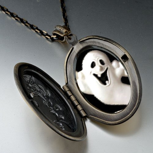 Pugster Halloween Ghost Pendant Necklace