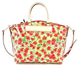 Dooney & Bourke Flower Coated Canvas with Leather Trim Satchel Purse Handbag Red