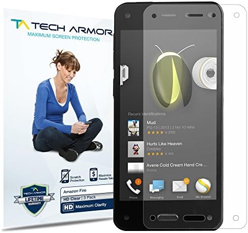 Tech Armor Amazon Fire Phone High Defintion (HD) Clear Screen Protectors - Maximum Clarity and Touchscreen Accuracy [3-Pack] Lifetime Warranty
