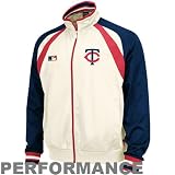 MLB Majestic Minnesota Twins Natural-Navy Blue Cooperstown Performance Track Jacket (Large)