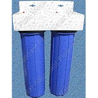 20'' 2 Stage Big Blue Whole House Complete Water Filter System with 4.5'' diameter Sediment and Carbon Filters