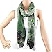 Fashion Begonia Flower Ink Style Soft Voile Scarves Wrap,Green