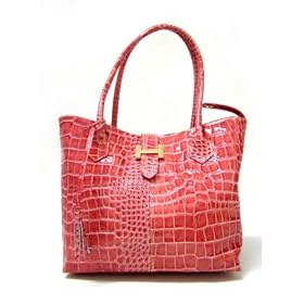POPCORN Italian Made Designer Handbag/Purse/Shopper Bag/Tote in Crocodile Embossed Patent Leather. Multiple Colors. Retail Price $395, OUR SALE PRICE $318!