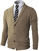 H2H Mens Basic Shawl Collar Knitted Slim Fit Cardigan Sweaters with Ribbing Edge
