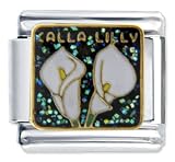 White Calla Lily Food Italian Charms Bracelet Link