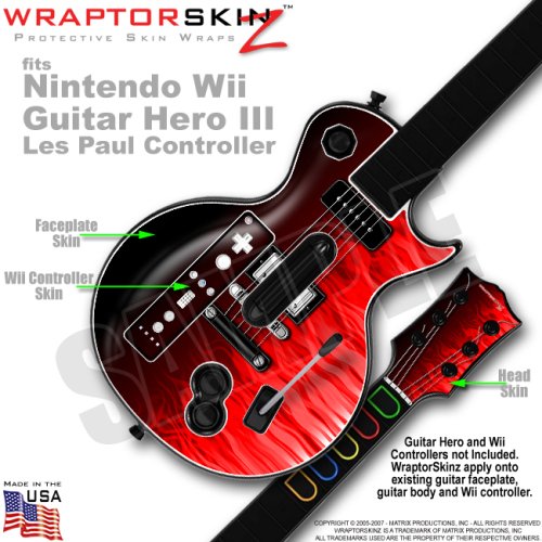 Fire Red Flames Skin by WraptorSkinz TM fits Nintendo Wii Guitar Hero III (3) Les Paul Controller (GUITAR NOT INCLUDED)