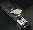 C201B Cigar Cutter, Personal Flask, Cigar Holder, Stainless Steel & Black Leather Case