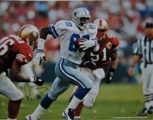 Michael Irvin Autographed/Hand Signed Dallas Cowboys 16x20 Photo (vs 49ers) with Playmaker Inscripti