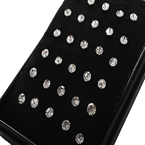 Leier Fashion Stainless Steel Crystal Piercing Jewelry Nose Studs Rings Pins,Hypoallergenic Jewelry 40 Box Set