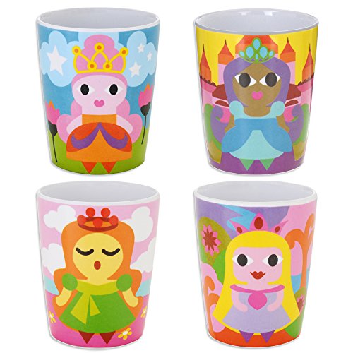 French Bull - BPA Free Kids Cups - 6 ounce Melamine Kids Juice Cup Set - Princess, Set of 4