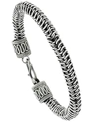 8 inch Sterling Silver Bali Style Bracelet, 3/8 inch wide