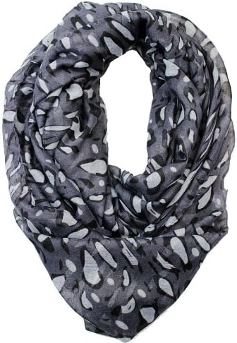 180cm*100cm Women Leopard Infinity Scarf Animal Print Fashion Loop Shawl Wrap Neck (Dark Grey)