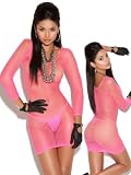 Sexy Long Sleeve Pink Net Mini Dress One Size Reviews 51Q1443QleL. SL160 Sexy Long Sleeve Pink Net Mini Dress One Size Reviews