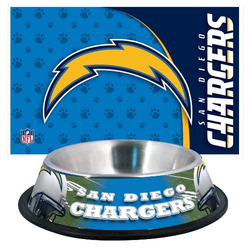 San Diego Chargers Pet Bowl and Mat Combo