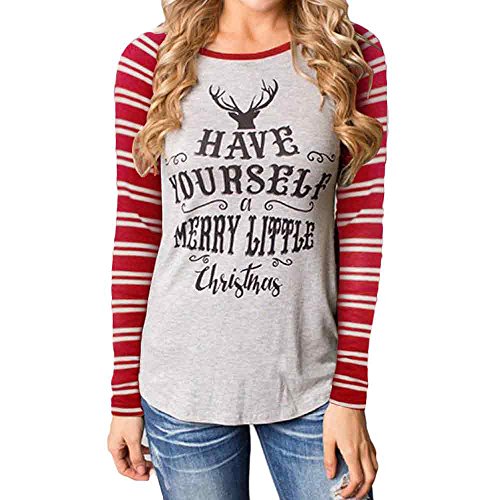 WILLTOO Women Christmas Cotton Long Sleeve Shirt Tops