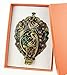 Ivenf Vintage Handheld Metal Oval Make-Up Mirror, Peacock Closed Tail, Bronze