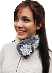 Handmade Italian Wool Neckwarmer - Mountain Rocks (100% Knitted By Hand/ Shor...