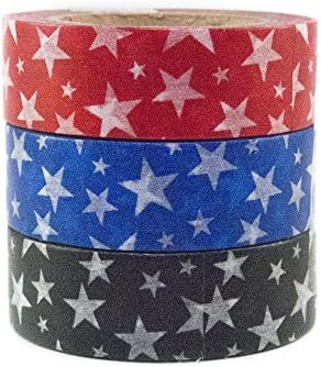 Japanese Washi Masking Tape by Minas Crafts, 0.6 Inches Wide, 32.8 Feet Long, Set of 3 - Star Power 1
