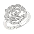 14K White Gold Baroque Flower Diamond Ring