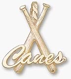 Miami Hurricanes Canes Baseball Bats Pendant - 14KT Gold Jewelry