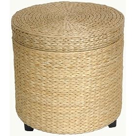 Rush Grass Storage Footstool in Natural by ORIENTAL FURNITURE