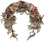 Tan / Red Plaid Triangular Reversible Neck Scarf Tartan