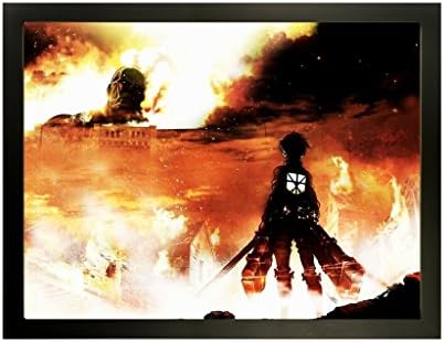 Kumax Attack On Titan Japan Anime Poster Artwork Pictured Canvas Wooden Framed Modern Astract Art Mount For Bar Office Room Wall Print Decor (9.45x12.99inch 12.99x16.93inch 14.96x18.90inch )