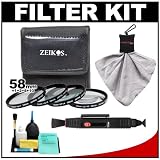 Zeikos 4-Piece +1 +2 +4 +10 Close-Up Macro Filter Set (58mm) + Lenspen + Spudz Microfiber Cleaning Cloth + Cleaning Kit for Canon, Nikon, Olympus, Pentax & Sony Digital SLR Cameras