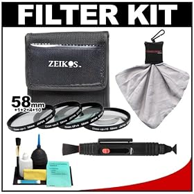 Zeikos 4-Piece +1 +2 +4 +10 Close-Up Macro Filter Set (58mm) + Lenspen + Spudz Microfiber... by Zeikos