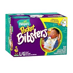 Pampers Pocket Bibsters, Sesame Street, Large, 32-Count Box (Pack of 4) (128 Disposable Bibs)
