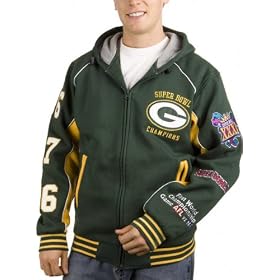 Green Bay Packers Commemorative Super Bowl Champions Full Zip Hooded Jacket