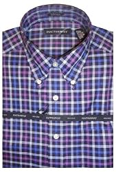 Men's Hathaway Long Sleeve Plaid Shirt Blue Multi-colored Size Large