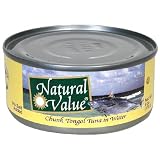 Natural Value Tuna, Solid No Salt Tongol in Water, 6-Ounce Cans (Pack of 24)