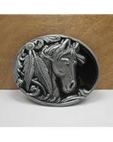 Brand:e&b Single Horse Head Western Style with Feathers Belt Buckle Wt-057bk