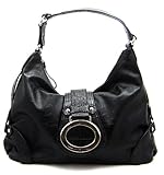 Black Front Flap Hobo Bag