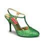 3 1/2 Inch Heel Green Glitter Sandal Pump Shoes Sexy High Heel T-Strap Shoes St Patricks Day