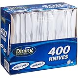 DINING COLLECTION 400-piece Disposable Plastic Knive Set, White (400)