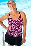 Chlorine Resistant! Beach Belle® Polynesian Pink Racerback Skirtini - Plus Size Swimsuit Plus Size Swimsuit