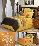 Lugano Stripes Flower Comforter Bedding Set Queen 7 Pcs