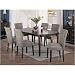 7pc Cherry Brown Finish Dining Table and Taupe Parson Chairs Set