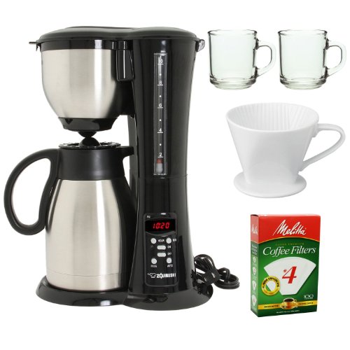 Zojirushi EC-BD15 ECBD15 Fresh Brew Stainless Steel 10-cup Thermal Carafe Coffee Maker + Handy Glass Coffee Mug + Porcelain Coffee Filter Cone Size 4 + Paper Filter 100 Sheets Zojirushi EC-BD15 ECBD15 Fresh Brew Stainless Steel 10-cup Thermal Carafe Coffee Maker + Handy Glass Coffee Mug + Porcelain Coffee Filter Cone Size 4 + Paper Filter 100 Sheets