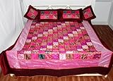 Elegant Designer Premium King Size Embroidery Patch Work Silk Bedspread wit ....