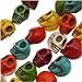 Gemstone Beads, Dyed Magnesite, Carved Skull 12x10mm, 20 Pieces, Bright Color Mix