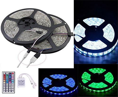 TonLong 32FT/10M 12V SMD5050 RGB Waterproof 600LEDs Flexible LED Strip Light Lamp Kit with Two outputs 44key Remote Controller