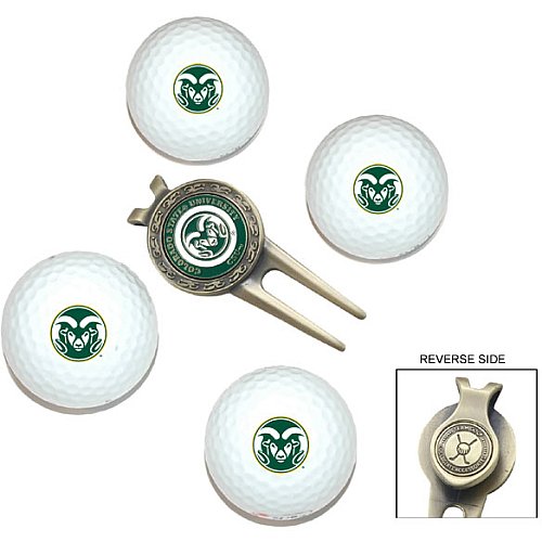 Colorado State Rams Pack Of 4 Golf Balls And Divet Tool Gift Set From Team Golf