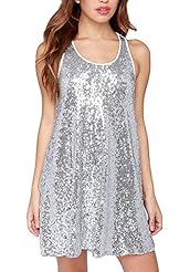 Off the Shoulder Tank Backless Sequined  Shirt  Dress