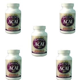 100% PURE PERFECT ACAI ORGANIC FRUIT BERRY CAPSULES, 5 BOTTLES, 600 ORGANIC FREEZE DRIED SUPERFOOD DIETARY SUPPLEMENT CAPS (LOT OF 5 BOTTLES)